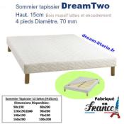 Sommier tapissier DreamTwo Hauteur. 15CM + 4 pieds Diam. 70MM.