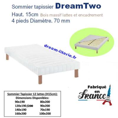 Sommier tapissier DreamTwo Hauteur. 15CM + 4 pieds Diam. 70MM.