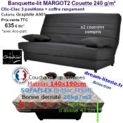 CLIC-CLAC MARGOT 2, Couchage 140x190CM Mat.SOFAFLEX HD26kg/m3 Haut.13cm.